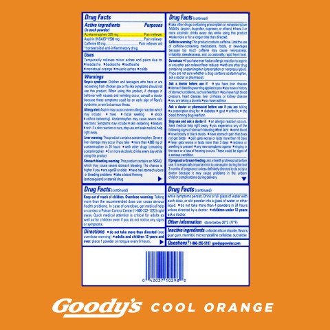 Goody's Drug Facts.