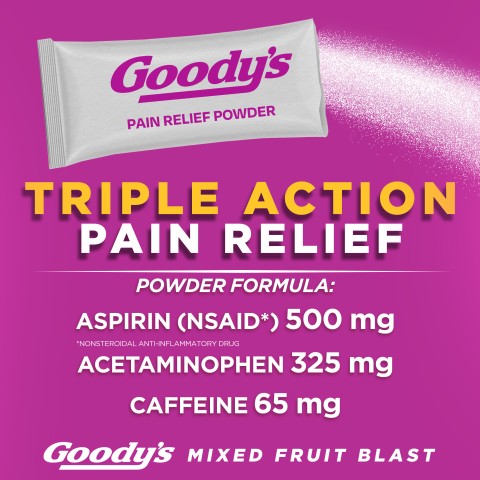 Goody's Triple Action Pain Relief with Aspirin, Acetaminophen and Caffeine.