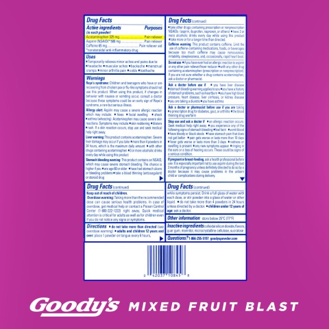 Goody's Drug Facts.