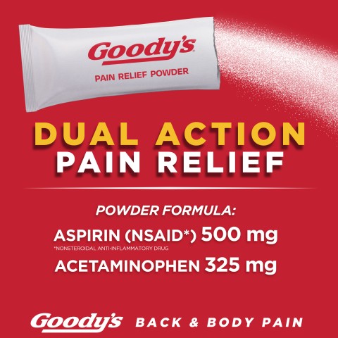 Goody's dual action relief with aspirin and acetaminophen.