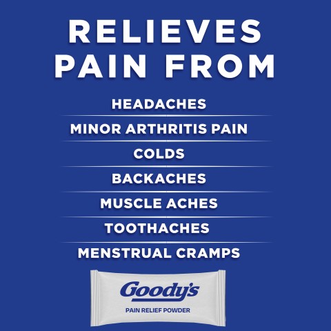 relieves pain from headaches, minor arthritis, colds, backaches, muscle aches, toothaches, menstrual cramps